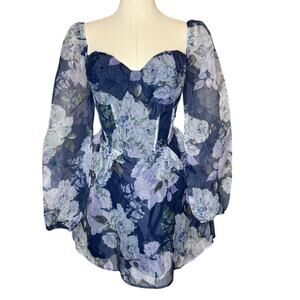 Lulu's Navy Floral Mini Dress